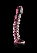 Icicles No 28 Textured Glass G-spot Dildo 7in - Pink